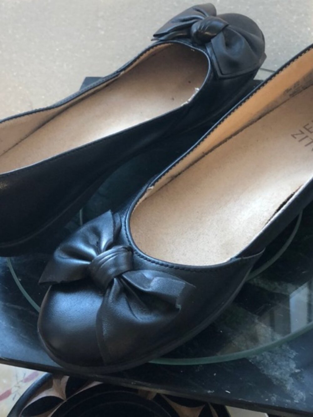 Naturalizer Shoes Black Leather Bow Flats Size 7.5